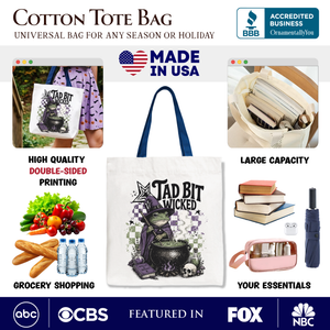 Tad Bit Wicked Frog Witch Tote Bag, Spooky Halloween Cauldron Gift Shopper — view 2