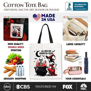 All Men Are Cremated Equal Halloween Tote Bag, Funny Witch — view 2