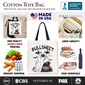 Bullsheet Halloween Bull Tote Bag, Hilarious Cow Gift Shopper for Trick-or-Treaters — view 2