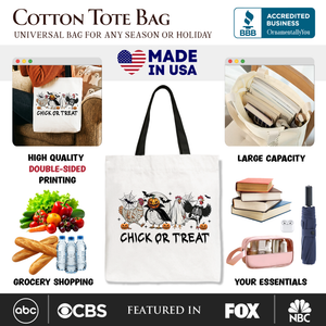 Chick or Treat Spooky Tote Bag, Halloween Chicken Gift Shopper for Country Life Enjoyers — view 2