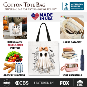 Coquette Ghost Tote Bag, Cute Halloween Gift Shopper for Girly Ghouls — view 2