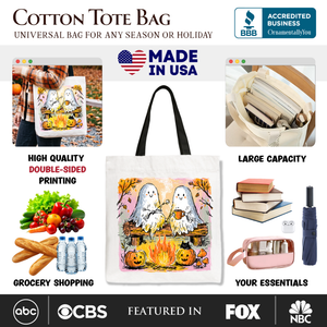 Cozy Campfire Ghosts Tote Bag, Fall Halloween Pumpkin Gift Shopper — view 2
