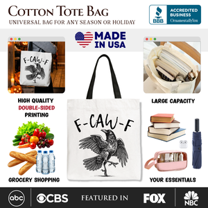 F-CAW-F Gothic Raven Tote Bag, Snarky Halloween Gift Shopper for Sassy Goths and Crow Lovers — view 2