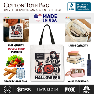 It's Never Too Early for Halloween Tote Bag, Funny Retro Gift Shopper for Sassy Women — view 2