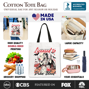 Licensed to Draw Blood Halloween Nurse Tote Bag, Groovy Gift Shopper for Spooky Season — view 2