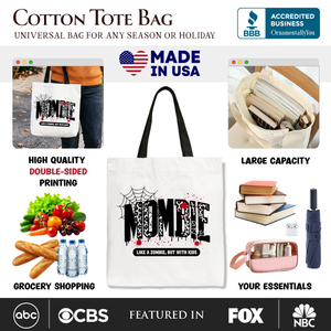 Mombie Like a Zombie But With Kids Tote Bag, Funny Halloween Mom Horror Gift Shopper — view 2