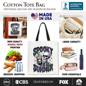 Spooky Summer Skeleton Tote Bag, Snarky Halloween Gift Shopper for Coffee and Horror Fanatics — view 2