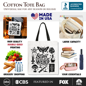 Stay Weird Witchy Vibes Tote Bag, Mystical Halloween Gift Shopper for Powerful Women — view 2