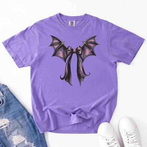 Bat Bow Comfort Colors Shirt – Trendy Halloween Tee — view 23
