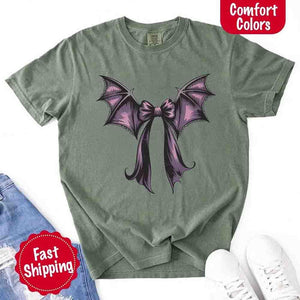 Bat Bow Comfort Colors Shirt – Trendy Halloween Tee — view 18