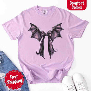 Bat Bow Comfort Colors Shirt – Trendy Halloween Tee — view 21