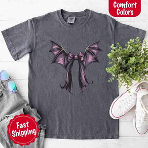 Bat Bow Comfort Colors Shirt – Trendy Halloween Tee — view 11