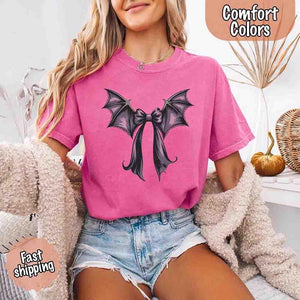 Bat Bow Comfort Colors Shirt – Trendy Halloween Tee — view 14