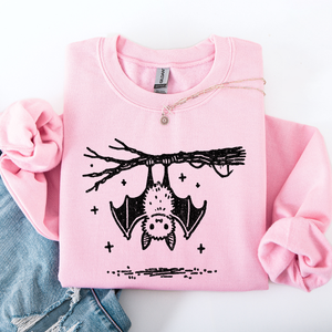 Bat Cute Adorable Halloween Graphic Illustration Cozy Fleece Playful Autumn Nightfall Sweatshirt — view 4