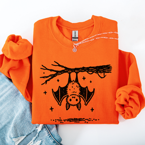 Bat Cute Adorable Halloween Graphic Illustration Cozy Fleece Playful Autumn Nightfall Sweatshirt — view 8