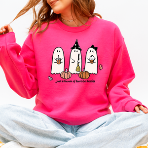 Besties Halloween Ghosts Witch Pumpkin Spooky Cozy Autumn Night Party Moody Festival Friends Forever Crew Sweatshirt — view 7