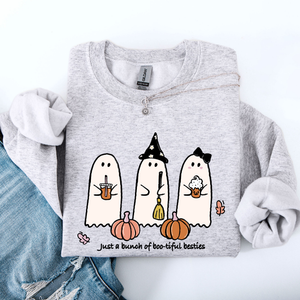 Besties Halloween Ghosts Witch Pumpkin Spooky Cozy Autumn Night Party Moody Festival Friends Forever Crew Sweatshirt — view 5