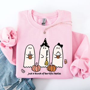 Besties Halloween Ghosts Witch Pumpkin Spooky Cozy Autumn Night Party Moody Festival Friends Forever Crew Sweatshirt — view 8