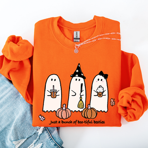 Besties Halloween Ghosts Witch Pumpkin Spooky Cozy Autumn Night Party Moody Festival Friends Forever Crew Sweatshirt — view 4