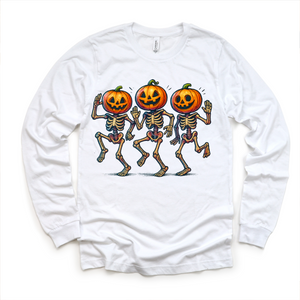 Dancing Skeleton pumpkin Heads Shirt - Halloween Tee — view 5
