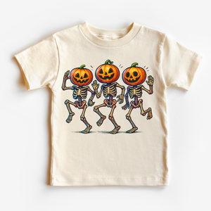 Dancing Skeleton pumpkin Heads Shirt - Halloween Tee — view 1