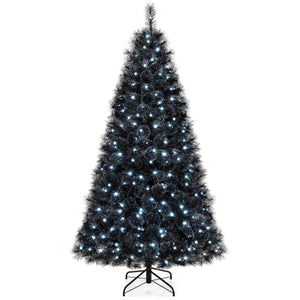6/7/8 Feet Black Artificial Halloween Christmas Tree with PVC Branch Tips and 210/320/450 Cool White LED Lights — view 9