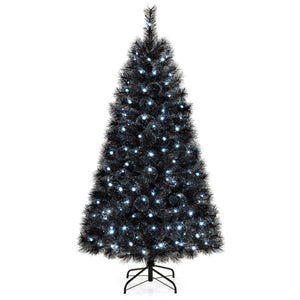 6/7/8 Feet Black Artificial Halloween Christmas Tree with PVC Branch Tips and 210/320/450 Cool White LED Lights — view 10