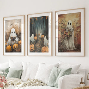 Ghosts Halloween Trendy Wall Art Poster Set Decor — view 1