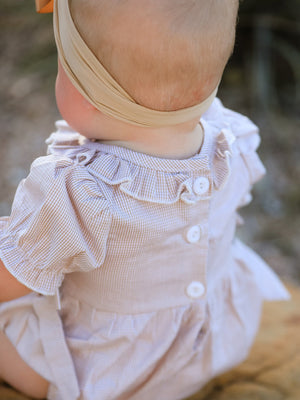 Fall Halloween & Thanksgiving Pumpkin Embroidery Smock Plaid Baby Girl Romper — view 5