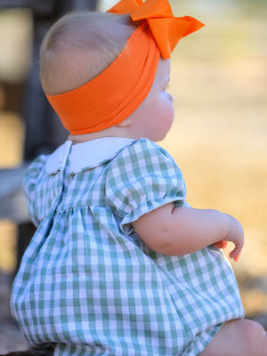 Fall Halloween & Thanksgiving Applique Plaid Girls Bloomers Romper Set — view 5