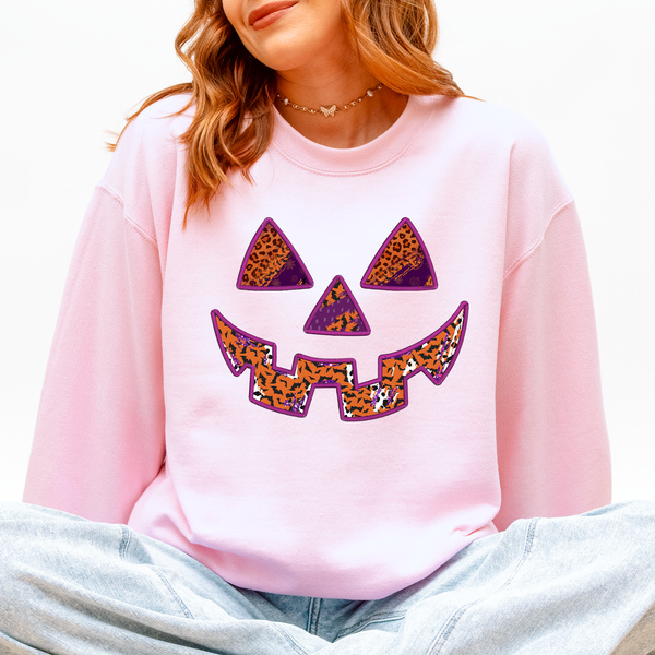 Colorful Jack O Lantern Halloween Retro Vintage Seasonal Autumn Graphic Sweatshirt