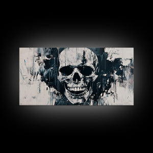 Gothic Skull Art Canvas Print, Dark Moody Abstract Wall Decor, Halloween Living Room Art, Unique Therapy Art Gift, Dark Angels Print — view 10