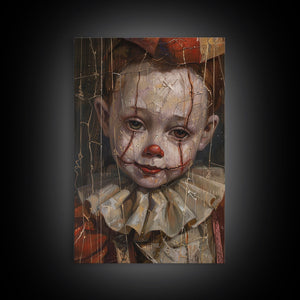 Haunting Clown with Cracked Face - Spooky Halloween Art Print - Creepy Home Decor - Scary Clown Wall Art - Perfect Halloween Decoration — view 10