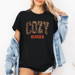 Cozy Season Leopard Print Halloween Autumn Fall Cozy Wardrobe Must Have Graphic Tee — view 3