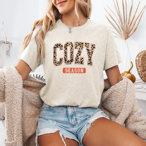 Cozy Season Leopard Print Halloween Autumn Fall Cozy Wardrobe Must Have Graphic Tee — view 2