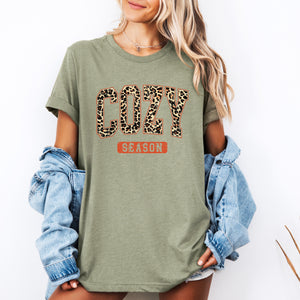 Cozy Season Leopard Print Halloween Autumn Fall Cozy Wardrobe Must Have Graphic Tee — view 1