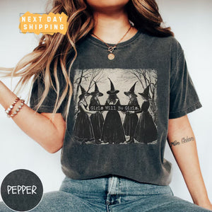 Cozy Retro 'Girls Will Be Girls' Witch Shirt – Comfort Colors® Nostalgic Halloween Tee, Funny Witchy Vibes Fall Staple — view 1