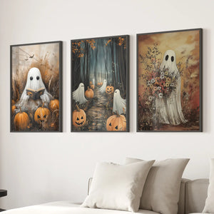 Ghosts Halloween Trendy Wall Art Poster Set Decor — view 2