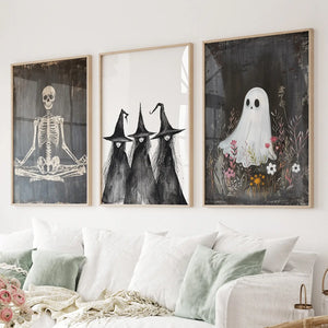 Dark Halloween Witches Wall Art Decor Print Set — view 2