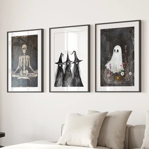 Dark Halloween Witches Wall Art Decor Print Set — view 3