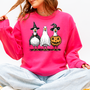 Halloween Geese Spooky Season Fun And Festive Cozy Autumn Themed Artwork Sweatshirt — view 9