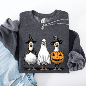 Halloween Geese Spooky Season Fun And Festive Cozy Autumn Themed Artwork Sweatshirt — view 7