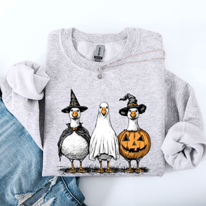 Halloween Geese Spooky Season Fun And Festive Cozy Autumn Themed Artwork Sweatshirt — view 2
