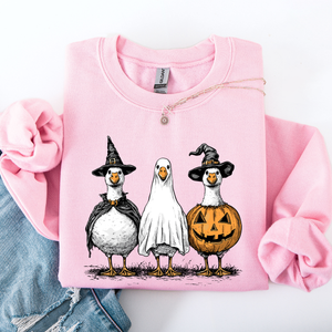 Halloween Geese Spooky Season Fun And Festive Cozy Autumn Themed Artwork Sweatshirt — view 8