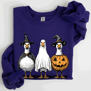 Halloween Geese Spooky Season Fun And Festive Cozy Autumn Themed Artwork Sweatshirt — view 10