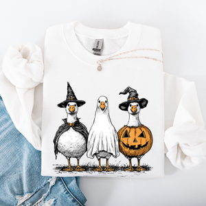 Halloween Geese Spooky Season Fun And Festive Cozy Autumn Themed Artwork Sweatshirt — view 6
