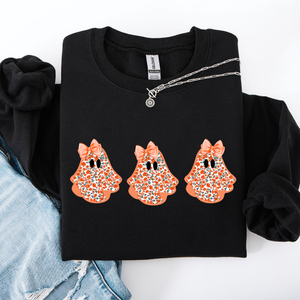 Cute Halloween Ghosts Pattern Coquette Cozy Autumn Nights Spooky Seasonal Print Collection Sweatshirt — view 6