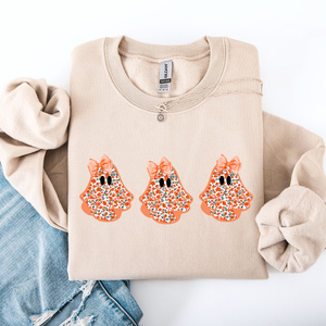 Cute Halloween Ghosts Pattern Coquette Cozy Autumn Nights Spooky Seasonal Print Collection Sweatshirt — view 3