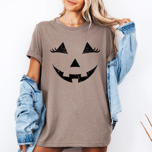 Cute Jack-O-Lantern Halloween Pumpkin Face Smiling Carved Grin With Whimsical Glow Graphic Tee — view 3