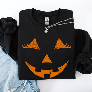 Cute Jack O Lantern Halloween Seasonal Limited Edition Cozy Pumpkin Face Sweatshirt — view 2